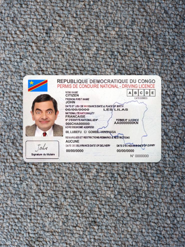 Realistic Congo national driving license photolook template